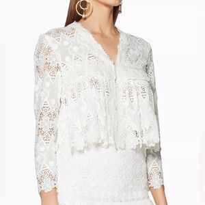 ALEXIS *Betrice* white guipire lace crochet cropped blouse cardigan top XS